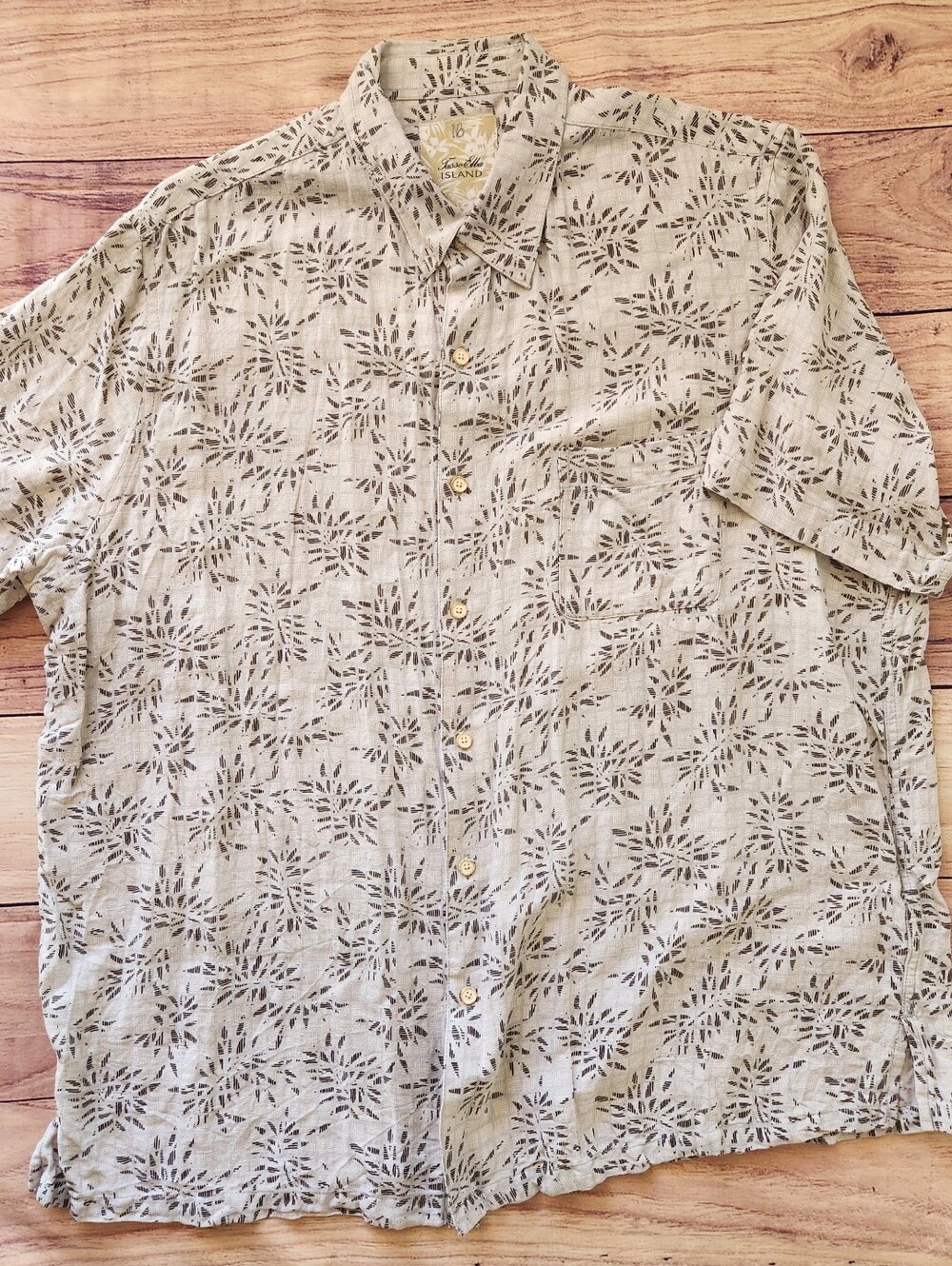 Silk And Linen Tasso Elba Island Men's Short Sleeve Button Down Vacation XXL